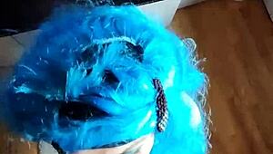 Fairy Fuckdoll with Blue Hair Takes Hard Mouth and Pussy Pounding on Beach