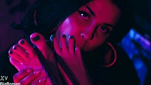 these horny bisexual latina redhead brunettes worship feet deepthroat gag on toes tickle domination