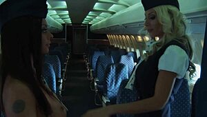 linsey mckenzie and puma swede scissor in stockings on flight?