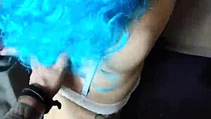 Fairy Fuckdoll with Blue Hair Takes Hard Mouth and Pussy Pounding on Beach