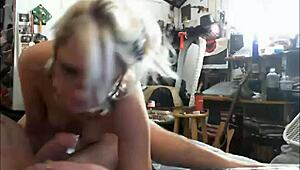 Cute Webcam Teen Sucks and Jerks Cock to Explosive Cumshot Finish