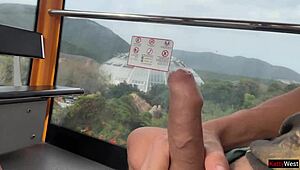 skinny pigtails girl flashes jerks huge cock pov swallows cum public ferris wheel outdoor