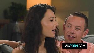 pervy husband sneaks hardcore deepthroat with babysitter as wife watches intently