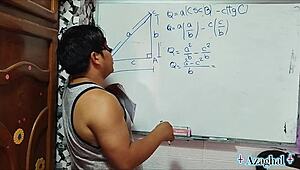 nerdy japanese student learns sexy math tangents from hot teacher in bedroom