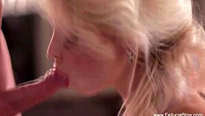 elegant cfnm blondes deliver expert blowjobs handjobs and cum swallows