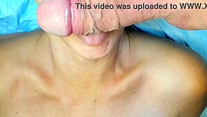 Stepmom's Mouth Used Freely for Huge Cumshot Swallow