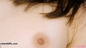 innocent-looking petite teen model strips on sofa for daddy's private photoshoot and massage session