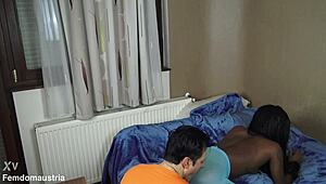 ebony princess in pantyhose smothers face with ass for nylon feet worship