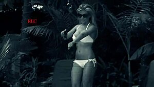 Aubrey Adams rubs pussy and fucks outdoors in heels under the sun
