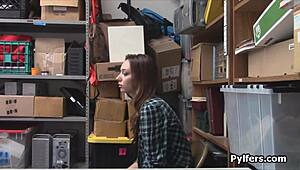 big tit stealing teen 18+ busted and hardcore fucked in office