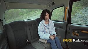 Curly Passenger Sucks Cock for Cab Ride in Backseat!