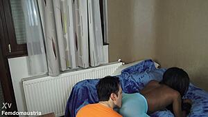 ebony princess in pantyhose smothers face with ass for nylon feet worship