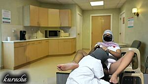 Naughty doctor and nurse break for dirty talk pussy licking ass play