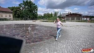 german scout grabs skinny mature melisa rose off street for raw no-condom pussy pounding and creampie