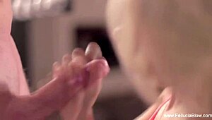 elegant cfnm blondes deliver expert blowjobs handjobs and cum swallows