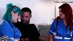 British Nurses Deepthroat Patient Cock Turns Bisexual Ffm Lick Fest