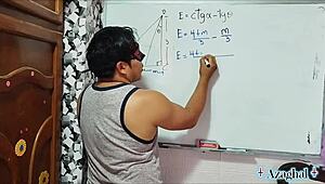 nerdy japanese student learns sexy math tangents from hot teacher in bedroom