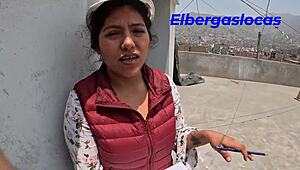 Brunette Latina milf engineer strips huge tits offers tight pussy for construction job contract fuck