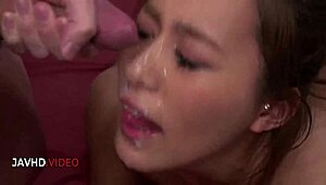 imagine aoi mizuno's big tits covered in bukkake during her passionate japanese blowbang