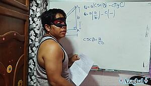 nerdy japanese student learns sexy math tangents from hot teacher in bedroom