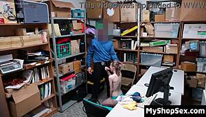 tiny thief bends for officer's cock to escape shop trap tight pussy