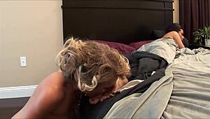 dre jerks off licking and tickling danica's sexy feet in foot fetish play