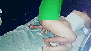 chubby asian pregnant mom bent over for creampie pounding