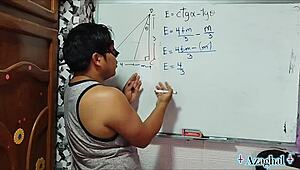 nerdy japanese student learns sexy math tangents from hot teacher in bedroom