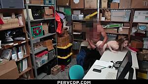 shoplifter teen with small tits bent over doggystyle and dominated by cop in garage