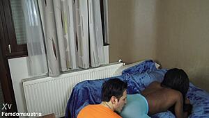 ebony princess in pantyhose smothers face with ass for nylon feet worship