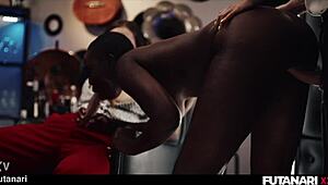 ohh f-fuck yeah black girl takin double penetration from them big dick futa girls squirtin everywhere