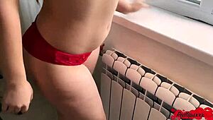 pov babe with perfect natural tits wakes up to suck cock give handjob then swallow oral creampie finish