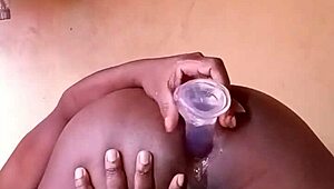 watch this big booty black guy stretch his gaping asshole wide with huge dildo thrusts deep 😈🍑