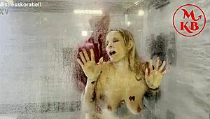 shower seduction drenches her in soaked teasing pussy play