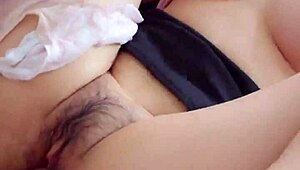 your chat girl hops on to talk but soon rides hard flashing hairy pussy and big tits