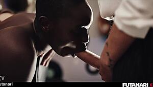 ohh f-fuck yeah black girl takin double penetration from them big dick futa girls squirtin everywhere