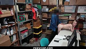 shoplifter teen with small tits bent over doggystyle and dominated by cop in garage