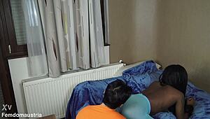ebony princess in pantyhose smothers face with ass for nylon feet worship
