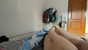 our bodies melt together in this sensual dorm fuck with her small waist and passionate licks