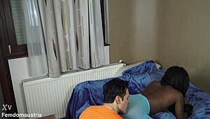 ebony princess in pantyhose smothers face with ass for nylon feet worship