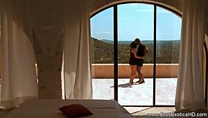 Ebony couple surrenders to building sensual tension