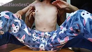 Hey stepdaddy teases my tiny asian 18+ tits then fingers pussy