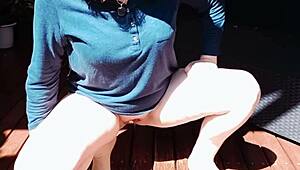 mature wife squats outdoors flashing her huge gaping shaved cunt 😍👅