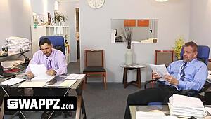 Office stepdads SWAP horny teen stepdaughters! 😈🔥