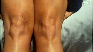 uncircumcised fan's monster cock throbs as amateur wife teases with sandal footjob