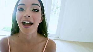 Fuck! Lovely teen screwed hard swallows mouthful cum in POV