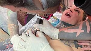 tattooed pierced tits session explodes into goth girl's wild anal cowgirl ride