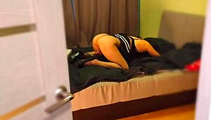 i spied my horny 40 year old stepmom upskirt in fishnets stockings heels