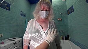 fat lesbian nurse gives milk enema deep in mature hairy pussy from patient pov
