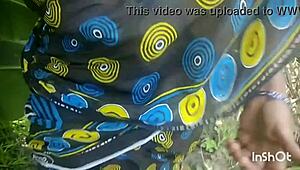 indian housewife aunty bends over for outdoor doggystyle with husband watching